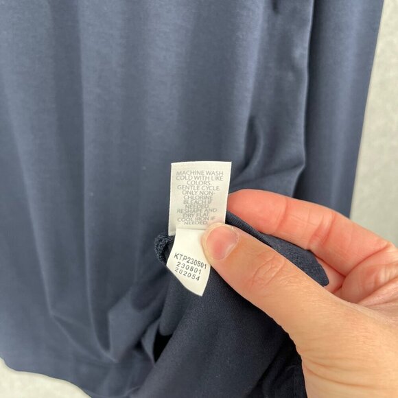 J Jill Wearever Jersey Knit Mock Neck Long Sleeve Top Size L Navy Blue Stretch - Picture 8 of 12